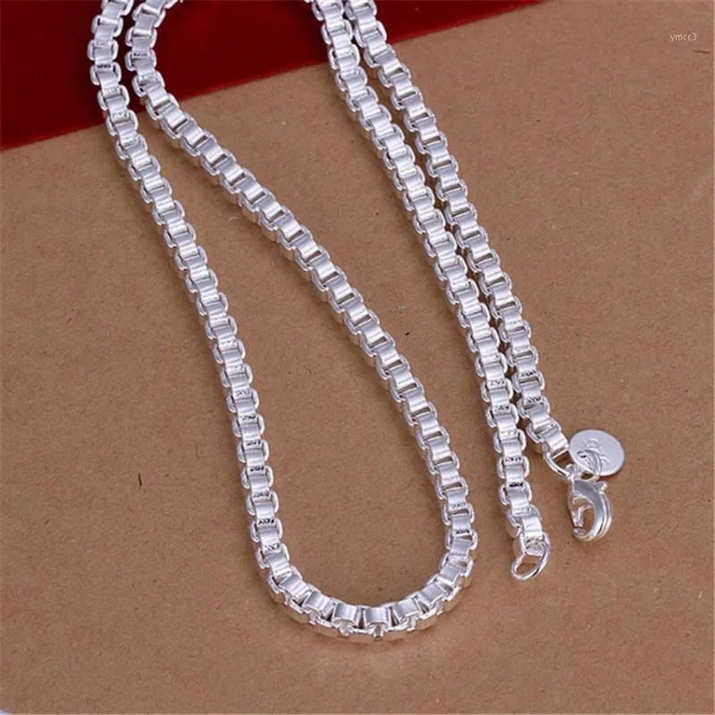 Chaînes en gros de haute qualité hommes femmes 4MM collier boîte chaîne couleur argent bijoux de mode cadeau de mariage dame JSHN016