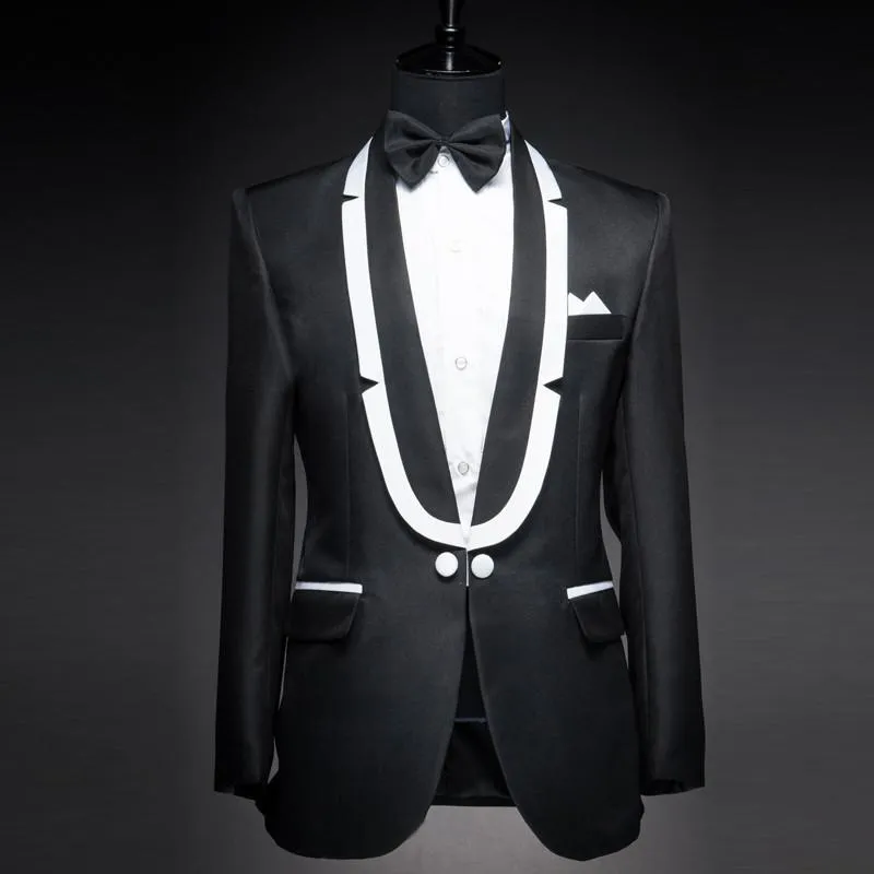 Men's Suits & Blazers Tailored Smoking Black Suit Men Groom Tuxedo Slim Fit 2 Piece Wedding For Blazer Prom Terno Masculino Jacket+Pant