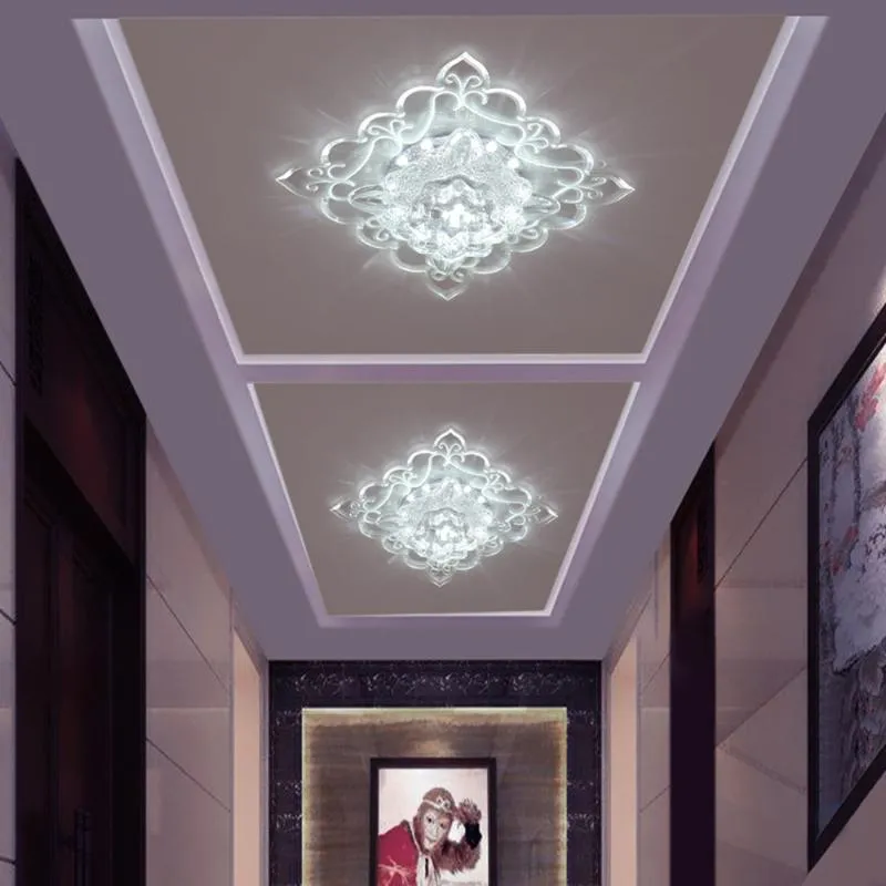 Modern LED Crystal Ceiling Light Home Decoration Balcony Lamp Porch Corridors Flush Mount Fixture White Lights