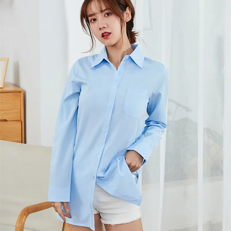 Cotton Shirts Women White Long Sleeve Cozy Woman Casual Blouse Office Lady Oversize Blouses 210427
