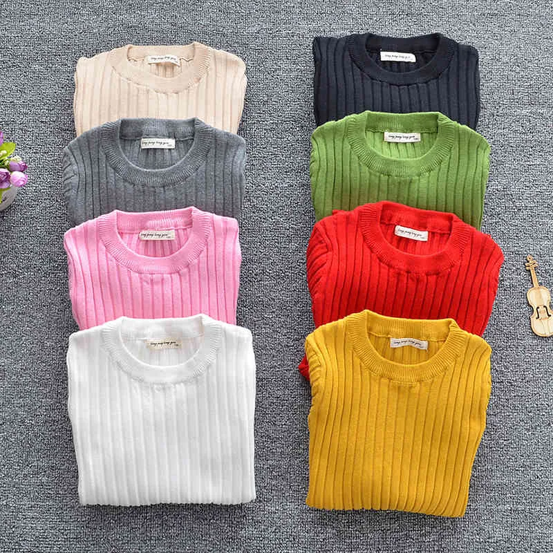 1-6 anni bambini ragazzi ragazze maglione lavorato a maglia a maniche lunghe color caramella abbigliamento per bambini maglioni pullover per bambini 210429