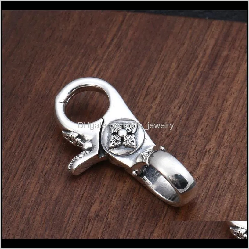 brand new 925 sterling silver vintage handmade key ring key chain american european antiqeu silver fashion accessories key ring punk