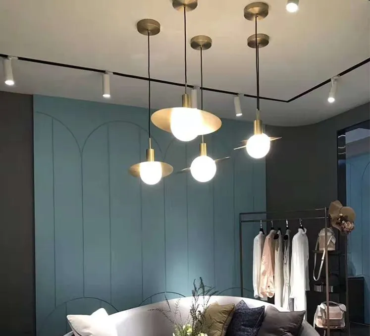Modern Cam Top Kolye Lambası LED Nordic Altın Asılı Aydınlatma Gezegen Yatak Odası Başucu Ay Fikstür Ev Dekorasyon Kapalı Işık