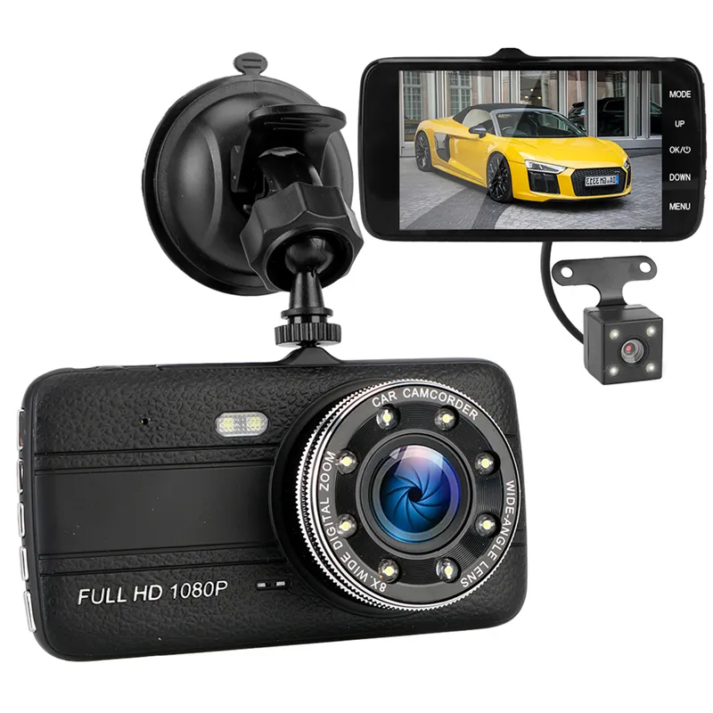 1080p Full HD-bil DVR-videokamera Fordon Digital Recorder 4 "Dual Lens 170 ﾰ+ 120 ﾰ Wide View Angle G-Sensor