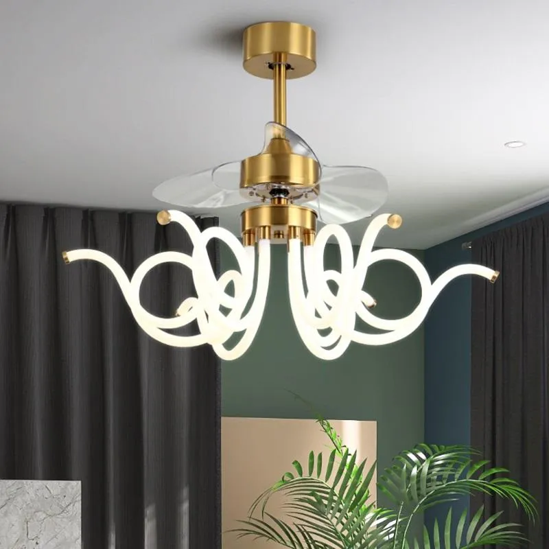 Ventilateurs de plafond Nordic Fan Light Moderne Salle à manger Salon Chambre Lustre électrique de forme spéciale Invisible Feiguanglight