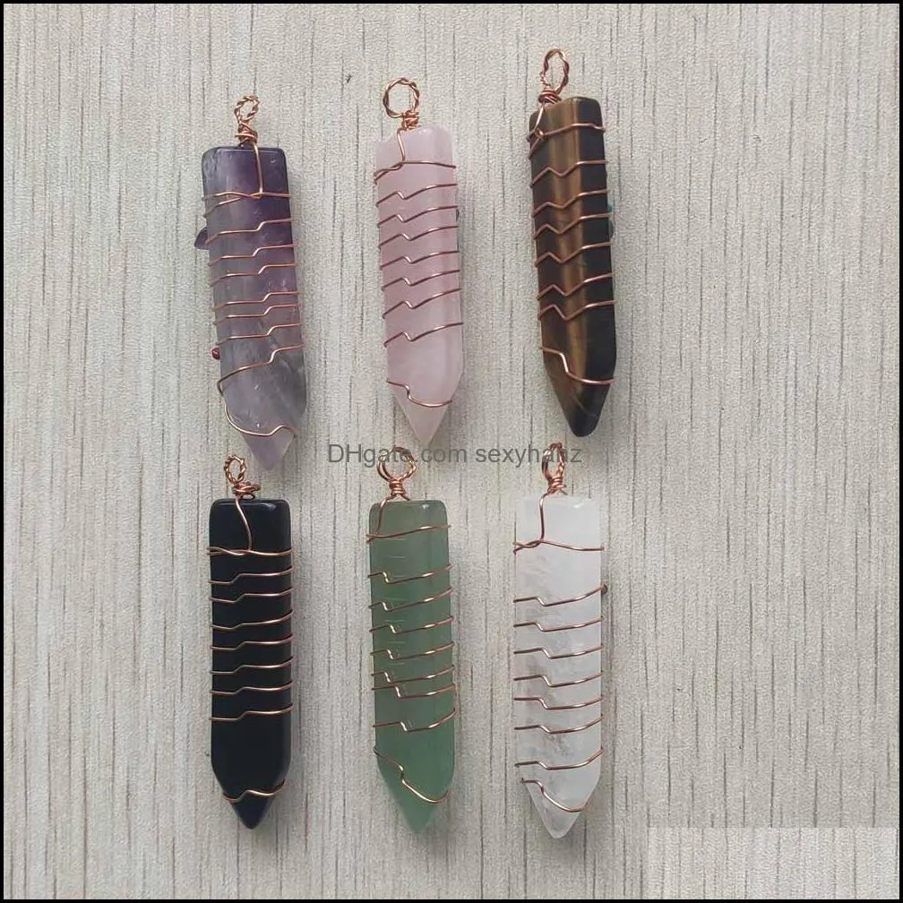 Arrowhead Chakra Reiki Healing Pendulums Charms Natural Stones Pendant Amulet Crystal Meditation for Men Women Jewelry Making