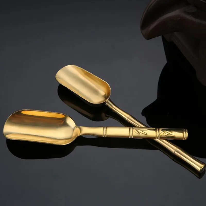 Brass Copper Tea Spoon Loose Tea Leaves Scoop Holder Chinese Kongfu Tea Tool Accessory Teaware ZC3451