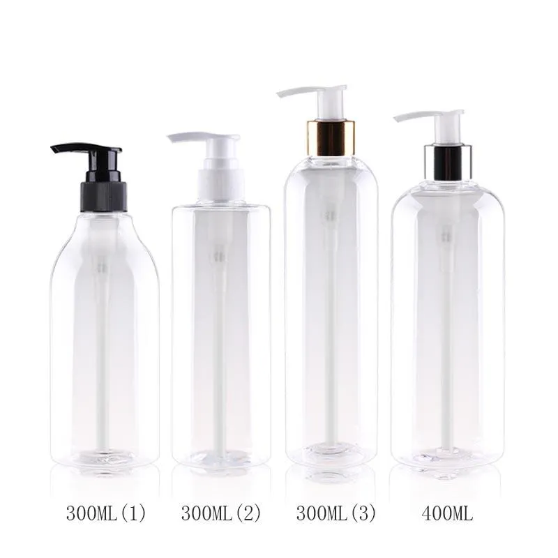 Storage Bottles & Jars 300ML 400ML X 20 Empty Plastic Lotion Bottle Liquid Soap For Personal Care Gold Silver Pump Cosmetic Container