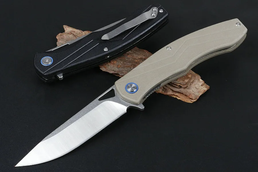 New Arrival 2 Handles Color Flipper Folding Knife D2 Stone Wash + Satin Blade G10 Handle Ball Bearing EDC Pocket Knives
