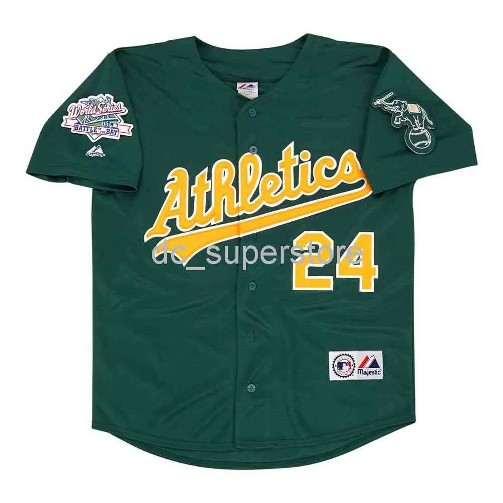 Custom sewing Rickey Henderson Oakland 1989 World Series Green Jersey Men Women Youth Baseball Jersey XS-6XL