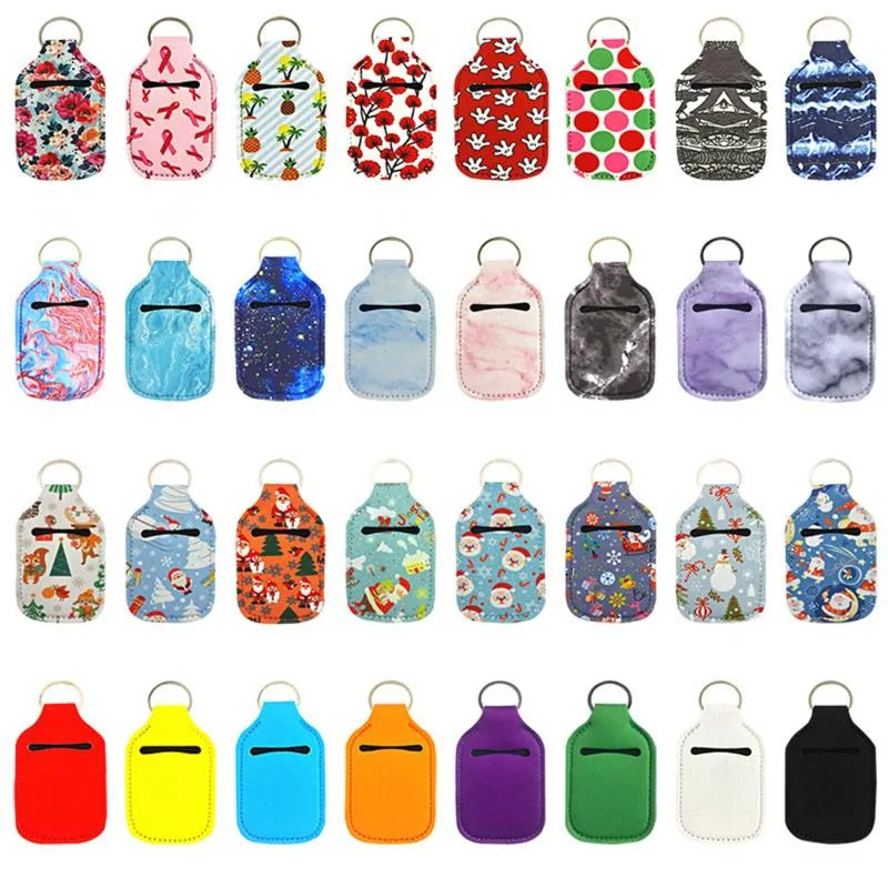 Keychains Hand Sanitizer Keychain Keychain Garrafa Recarregável 30ML Flip Cap garrafas reutilizáveis ​​com portador não incluindo