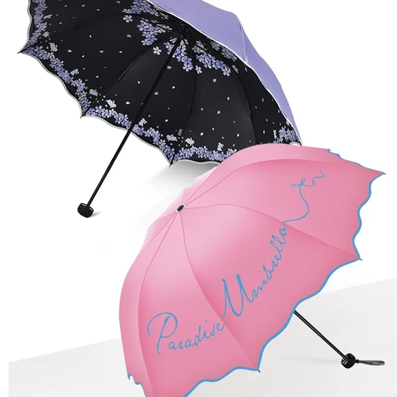 Quality Folding Umbrella For Women Brand Travel Anti-UV Windproof Rain Flower Modish Female Sun Girl Parasol Pocket Umbrellas 210320
