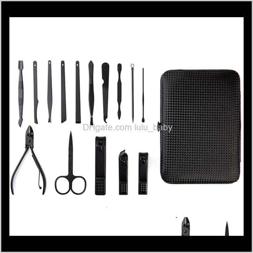 home use 7-16pcs stainless steel pedicure professional nail clipper set cuticle  hook tweezer manicure beauty tools kit