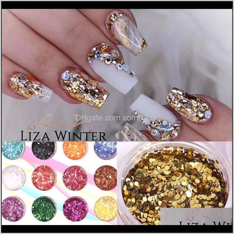 24 boxs/set holographics nail glitter powder colorful shinning nail sequins pigment dust power art decoration diy design