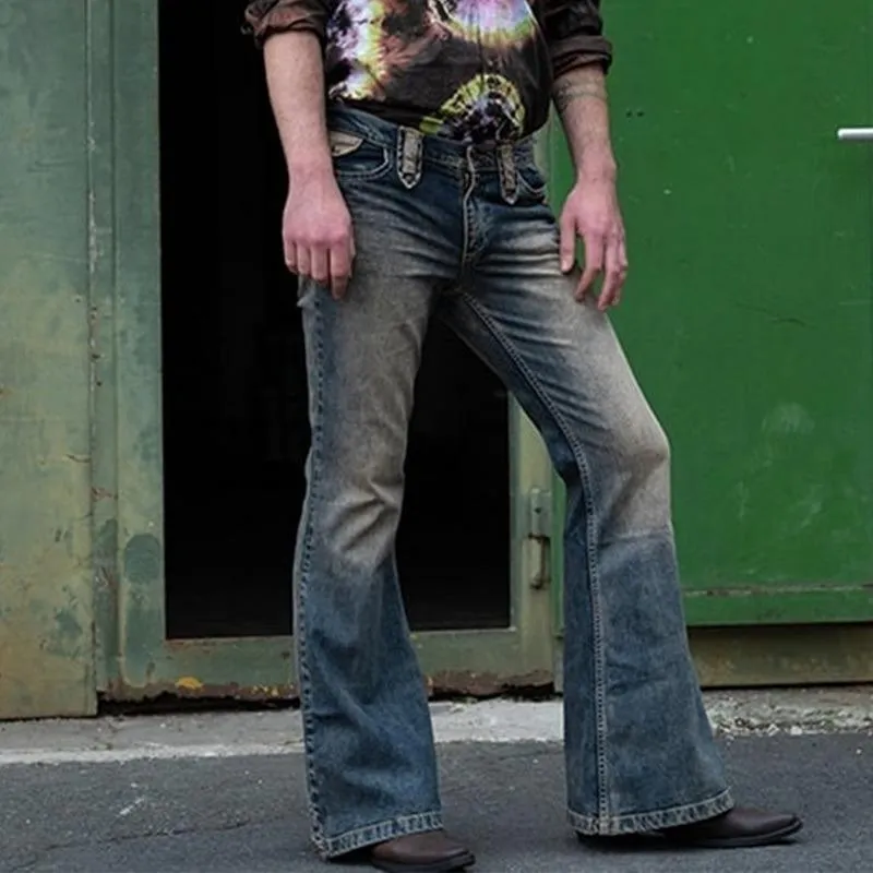 Mens Jeans 2022 Designer Punk Stlye Bell Bottom Denim Trousers Men