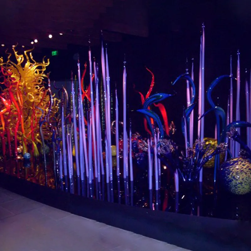 Anpassad golvlampa Hem Garden Art Decor Blue Reeds Violet Färg Handgjorda Blåst Murano Glass Skulptur Utomhus Hotell Projektlampor