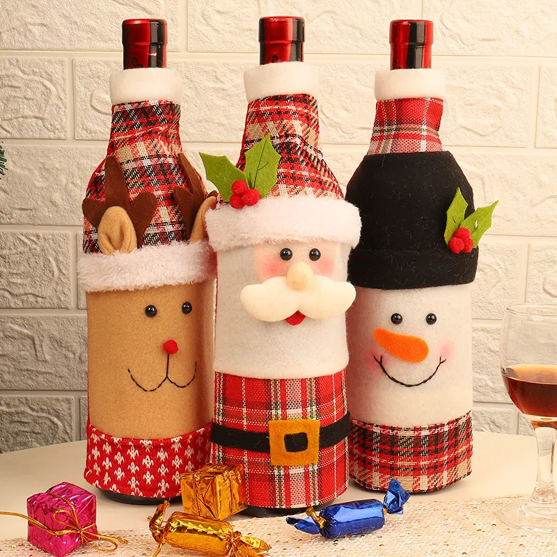 크리스마스 장식 와인 병 커버 산타 클로스 와인 병 가방 Xchristmas 및 새 해 휴일 장식
