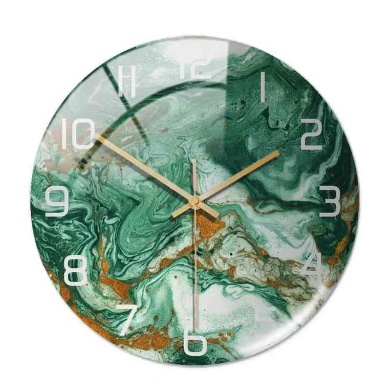 Horloge murale ronde nordique en marbre 3D, montres murales créatives, décoration de maison pour salon, chambre à coucher et bureau, horloges silencieuses H1230
