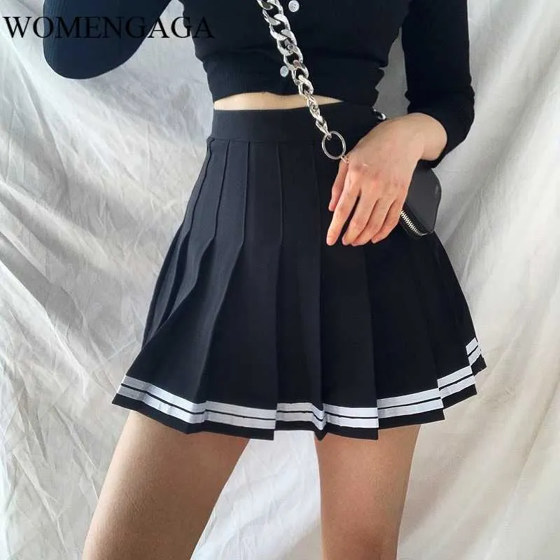 Womengaga Girl's Sexy Style Fashion High Waist Stripe Slim Pas Mini Spódnica Krótkie kobiety Dwuwarstwowa TDM4 210603