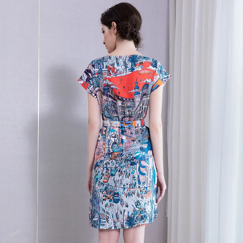 パーティードレス Geometric Print Silk Dress DHgate.com:Elegant Silk Party Dress - Geometric Print, Short