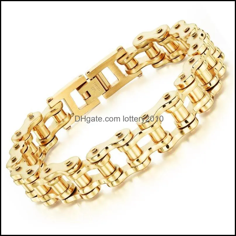 Selling Bracelet Men`s Titanium Steel Rock Personality Motorcycle Chain Bicycle Link,