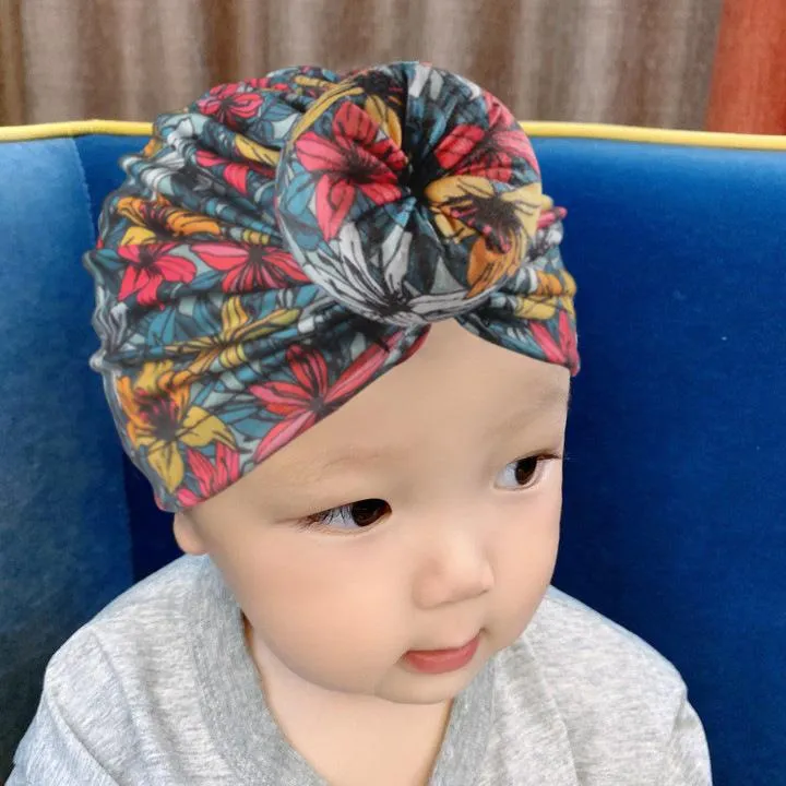 Vintage Europa Spädbarn Baby Boys Girls Hat Florals Donut Headwear Child Toddler Kids Beanies Turban Hats Babies Hat