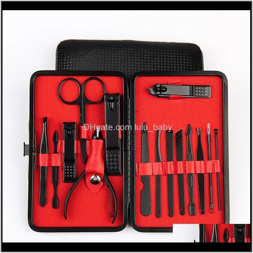 home use 7-16pcs stainless steel pedicure professional nail clipper set cuticle  hook tweezer manicure beauty tools kit