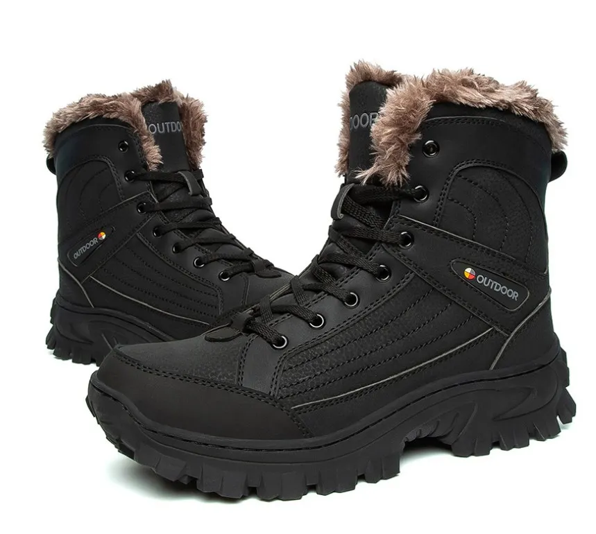 Botas de neve unisex Botas de pelúcia macias impermeável antiderrapante inverno bota de inverno ao ar livre caminhar sapatos de trabalho homens sapatilhas