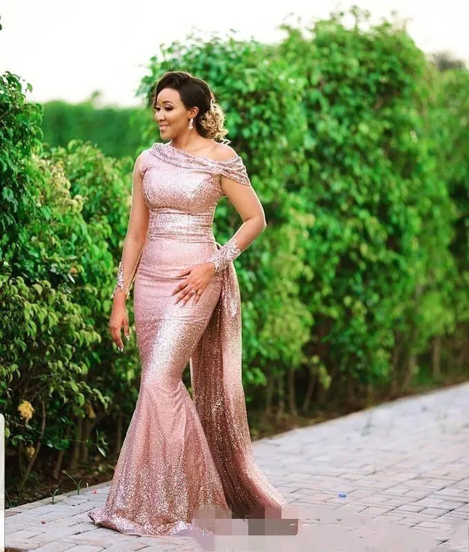 2022 Abiti Da Sera Sexy In Pizzo Con Paillettes In Oro Rosa Abiti
