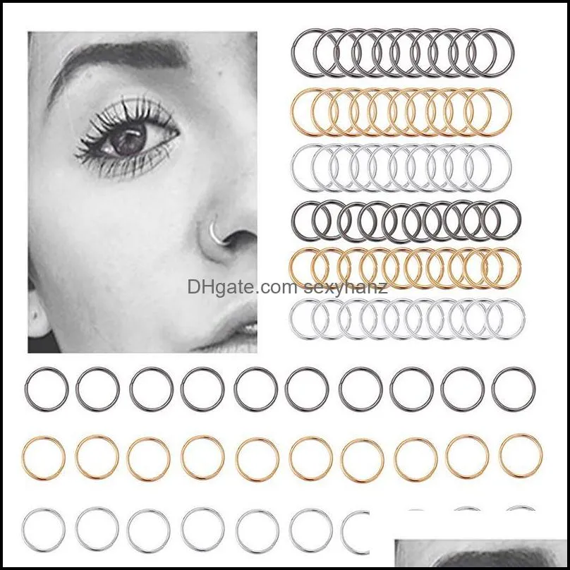 Other SHUANGR 1 Pack 3 Colors Steel Nose Rings Hoop Cartilage Septum Piercing Tragus Ear Clip Piercings Jewelry