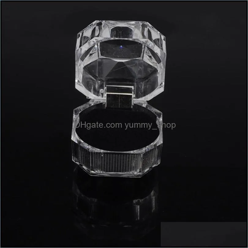 new arrival popular Portable Acrylic Transparent Rings Earring Display Box Wedding Jewelry Package Box Wholesale Free