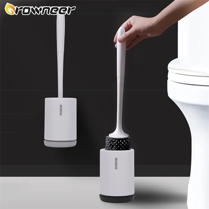 Gummihuvud toalettborste mjuk glidning TPR-rengöringsborste Vit vägghängande golv Super dekontaminering Badrumsrengöringsverktyg 211215