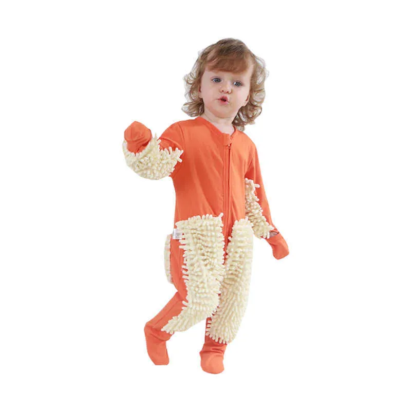 Children's Jumpsuit Mop Suit Baby Boy Romper Fall Toddler Girl Crawling Infant Cleaning Clothes 210615