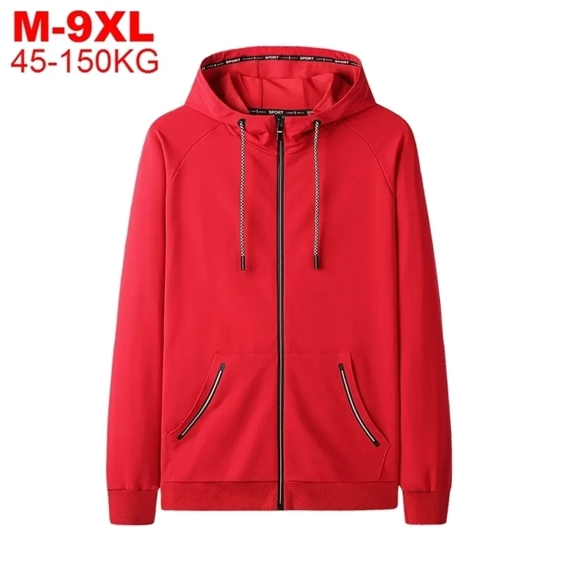 Plus Size 9XL Heren Hoodies Zipper Up Casual Hip Hop Streetwear Mens Pullover Hooded Sweatshirts Mannelijke Hoodie Oversize Jasjassen 211014