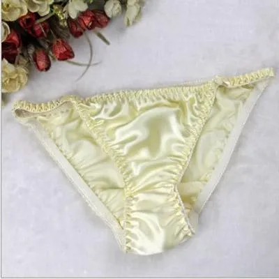 Pure Silk Mid waist Glossy Solid Panties Women 100% Mulberry Silk Plus Size Briefs M/L 