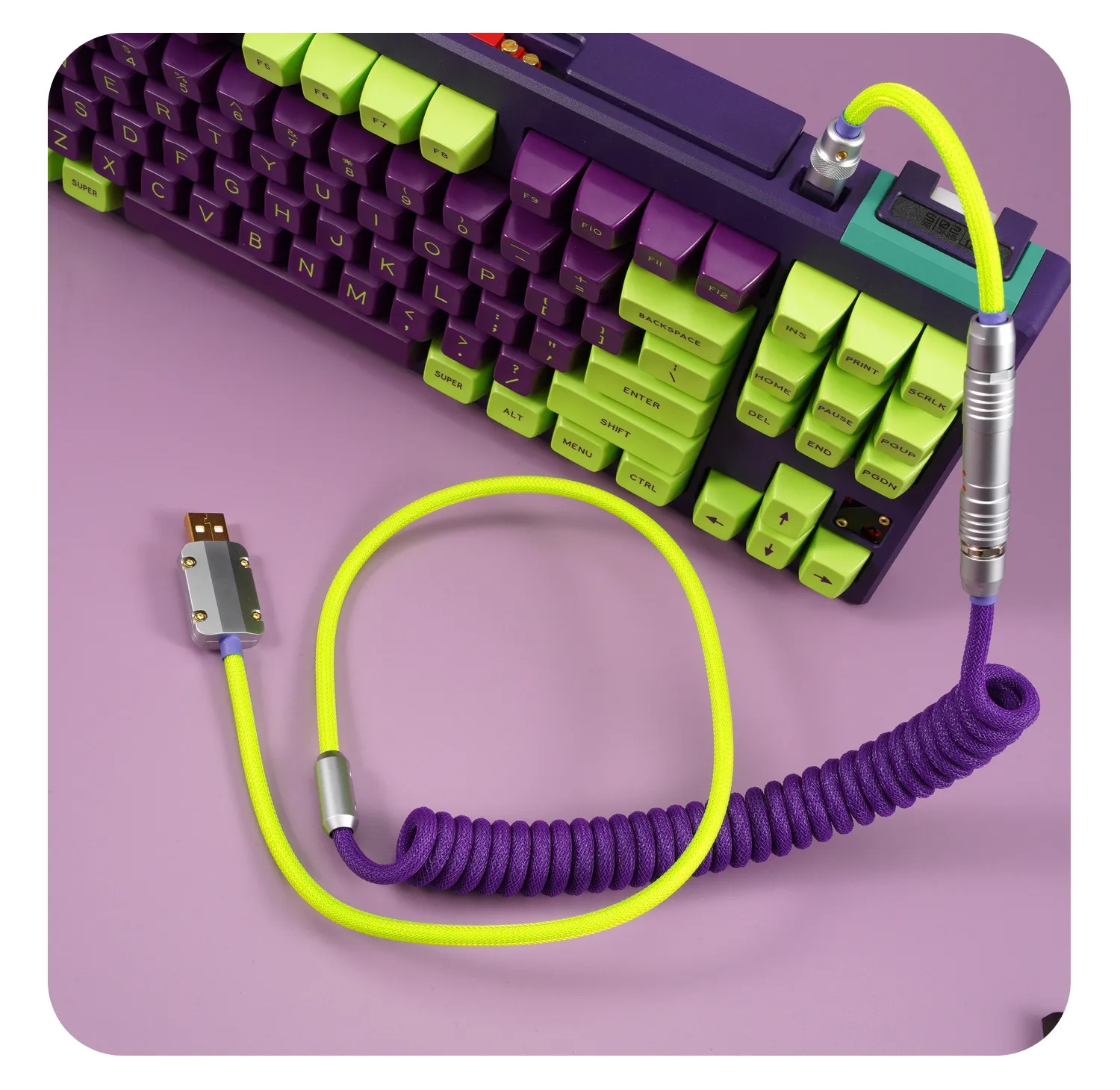 Geekcable El Yapımı Özelleştirilmiş Mekanik Klavye Veri Kablosu GMK Tema için Evanjelion-01 Colorway SP KeyCap Kablo Çoklu Fiş