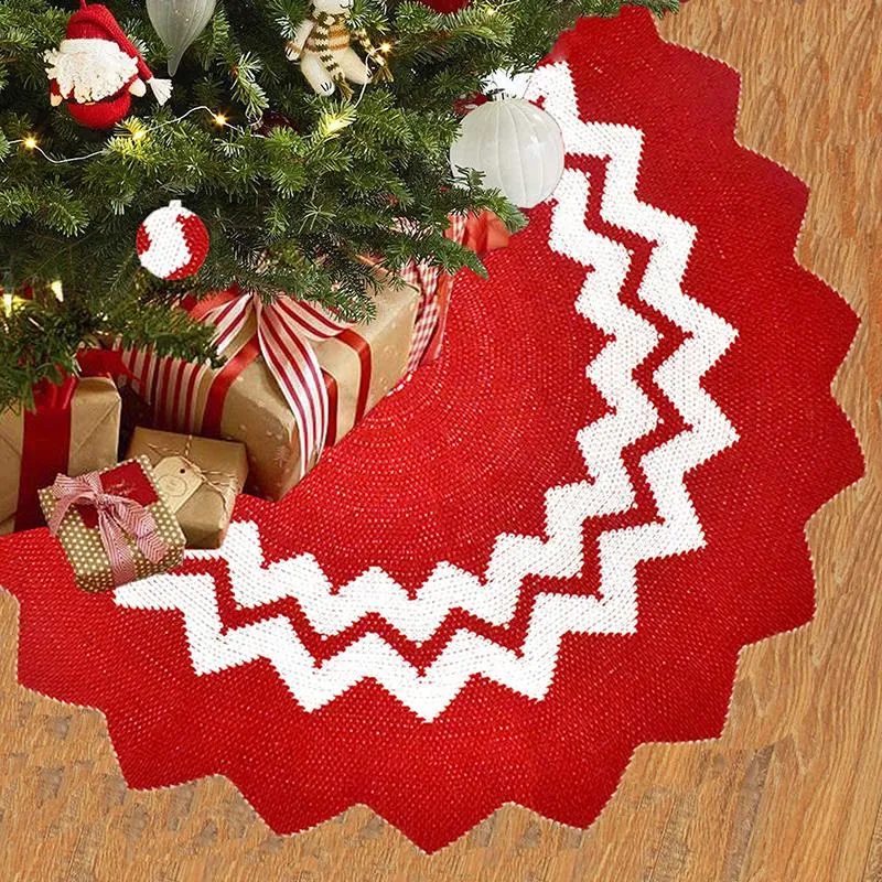 Christmas Decorations Creative Knitted Tree Skirt Color Matching Multi-sided Base Floor Mat Cover Party Decorative Props