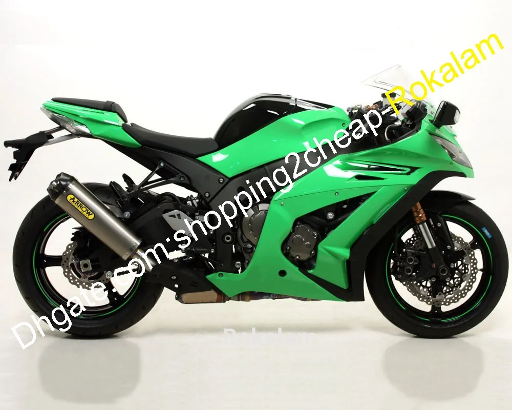 MOTORBIKE SHELL KIT FÖR KAWASAKI NINJA ZX-10R ZX 10R 2011 2012 2013 2014 2015 ZX10R Green Black Fairing Complete Set (formsprutning)