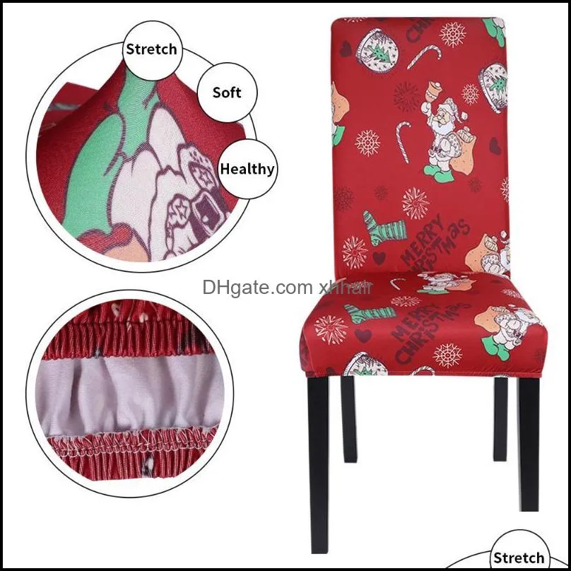 Spandex Printed Chair Cover Elastic Dining Chair Slipcover Seat Protector Stretch Removable Covers Christmas Gifs1