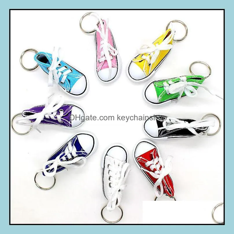 Creative Key Ring Chain Mini Canvas Shoes Sneaker Tennis Keychain Simulation Sport Shoes Funny Keyring Pendant Gift LXL907L