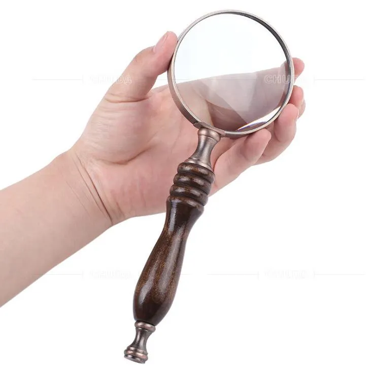 Microscope 10X Wooden handle Handheld Magnifier Reading Map Newspaper Magnifying Glass Jewelry Loupe 99168