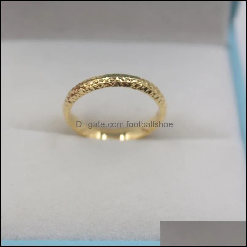 Pure Solid 18k Yellow Gold Ring Women Luck Full Star Band Ring 2.5mmW 0.7-1g US5-9 Y1124