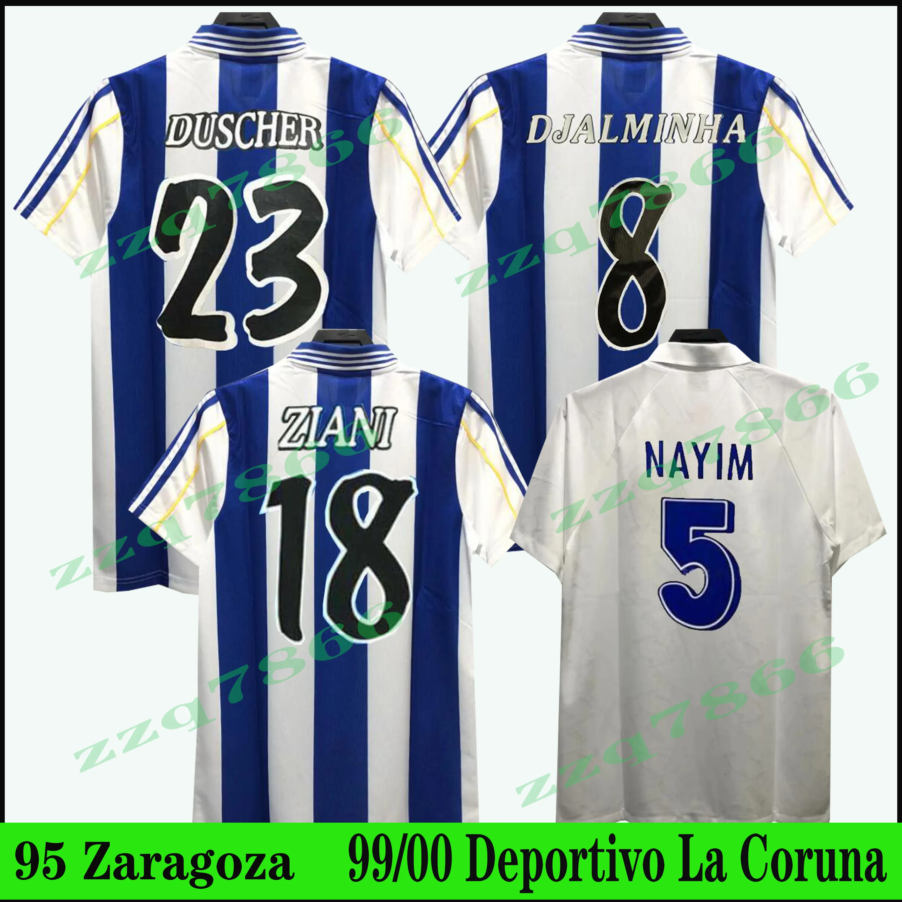 1999 2000 Deportivo de la Coruna Retro Fußball Jersey Depor Home Vintage Makaay Mauro Silva Fran Djalminha 95 Echte Zaragoza Nayim Aguado Classic Football Shirt