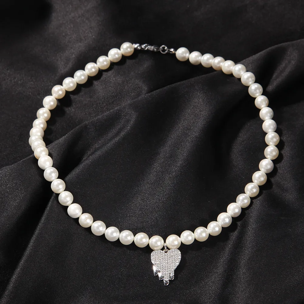 Collana di perle imazione roccia per uomo Collana da uomo con catena di perle di perle Hip Hop Collana da donna Girocollo Regalo di gioielli per feste di moda  36