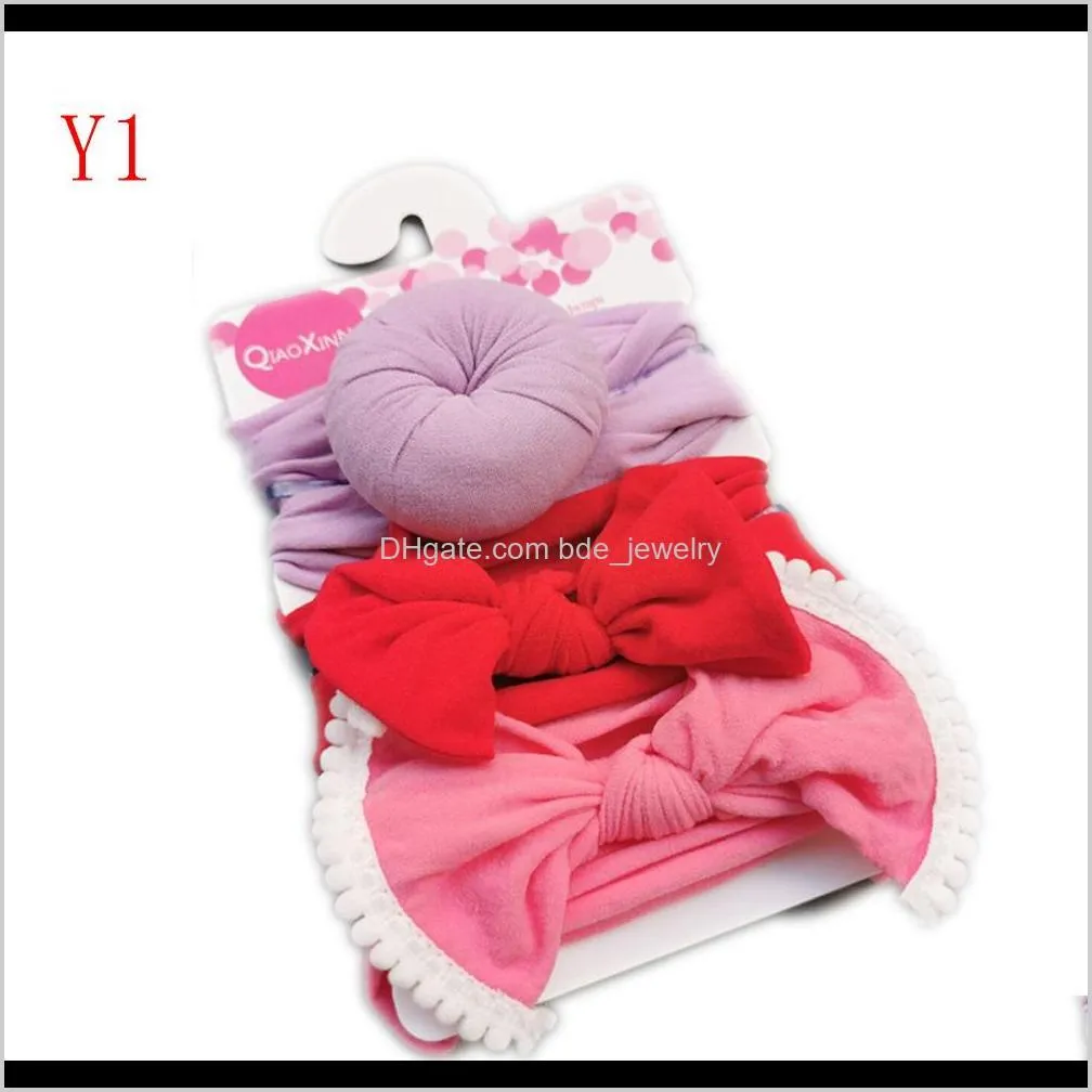 14 kinds baby girl soft nylon lace bow headband fashion donuts girl infant head band hair accessories 3pcs set