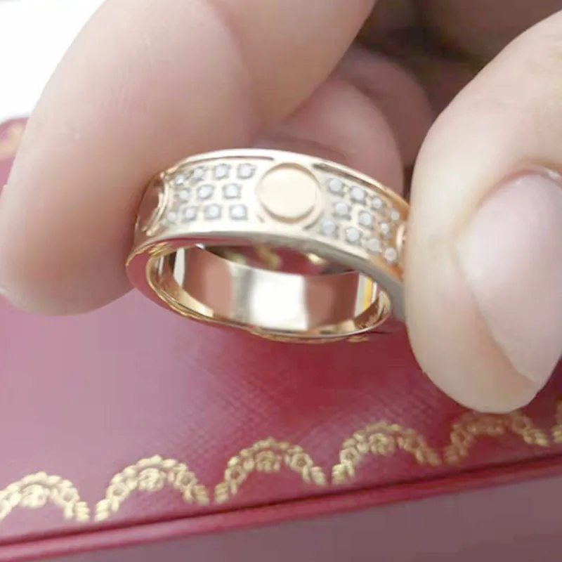 Cai Luksusowy pierścień Damska Skrzynka Ze Stali Nierdzewnej Róża Złota Para Cyrkon Biżuteria Prezenty Dla Kobiet Akcesoria Hurtownie