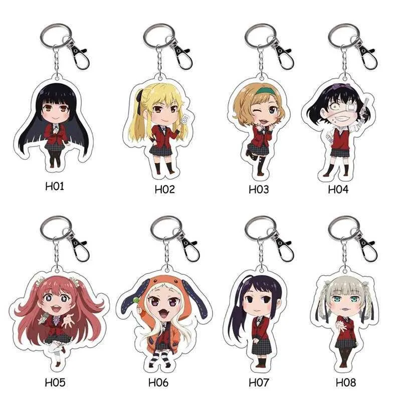 Anime Kakegurui Keychain Figur Plastklassisk Unisex Trendy Cosplay Söt All Kompatibel G1019