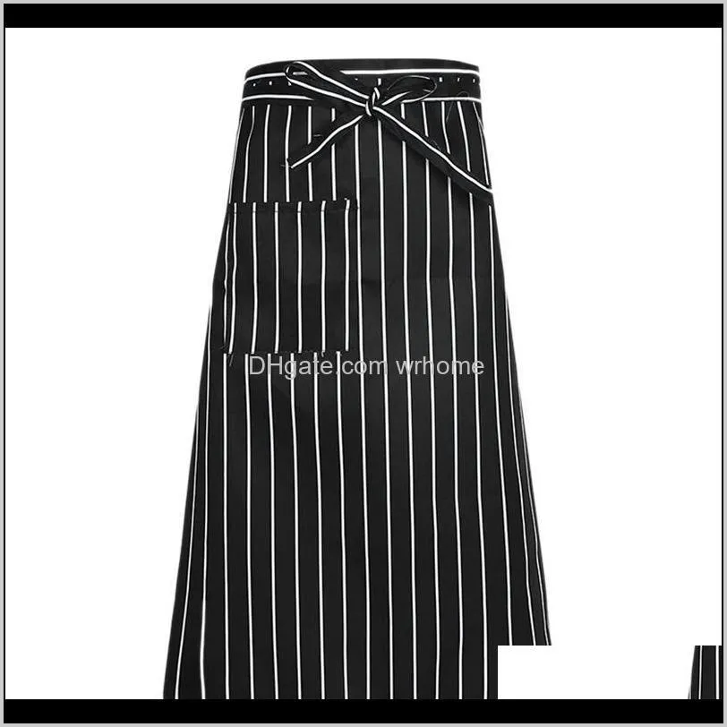 3Pcs Kitchen Aprons Half-Length Long Waist Apron Catering Chefs Waiters Uniform Striped Apron 70cmx70cm
