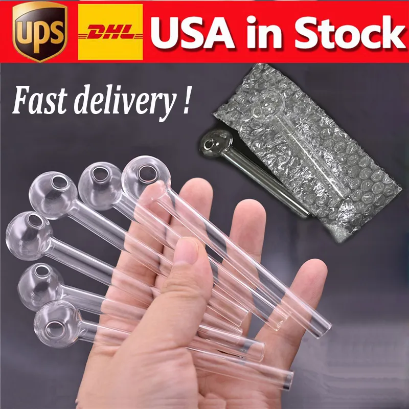 STOCK IN USA 4inch Glass Oil Burner Pipes Mini Small Hand Oil Nail Pipe Smoking Accessories Fast Delivery!