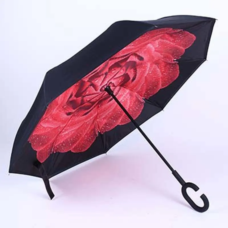 Mini Reverse Folding Sun Umbrella Kids Adult Double Layer Inverted Flower Parasol Windproof Rain Car Umbrellas For Women Men (6)